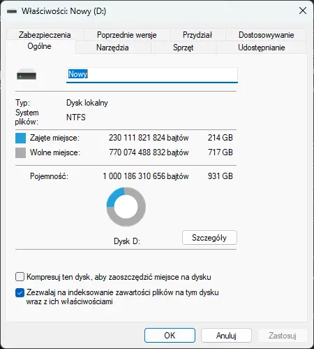 Dysk sformatowany do formatu NTFS